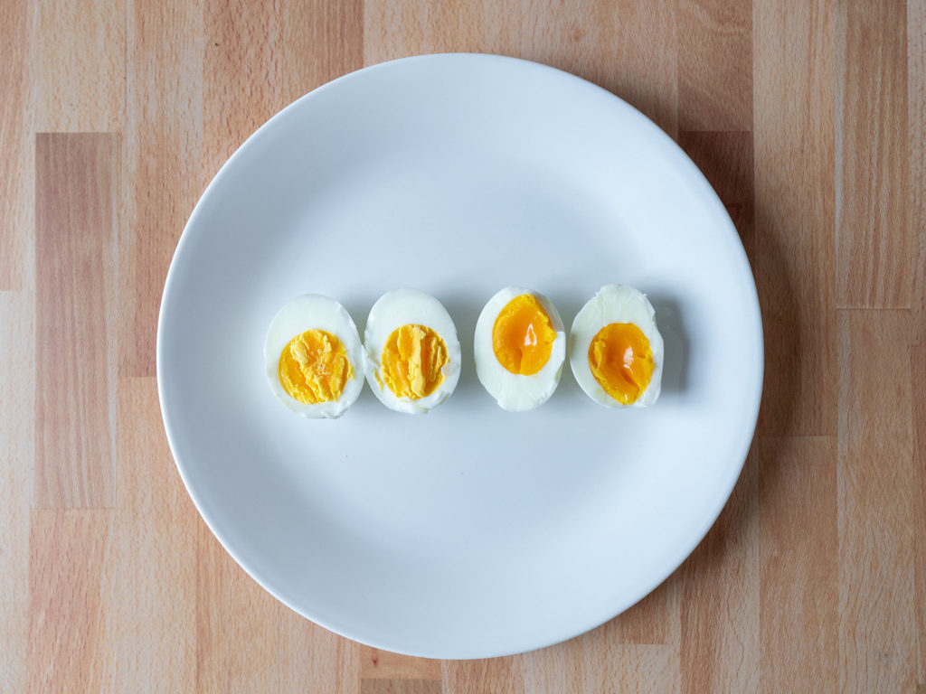 Air fried hard and soft boiled eggs