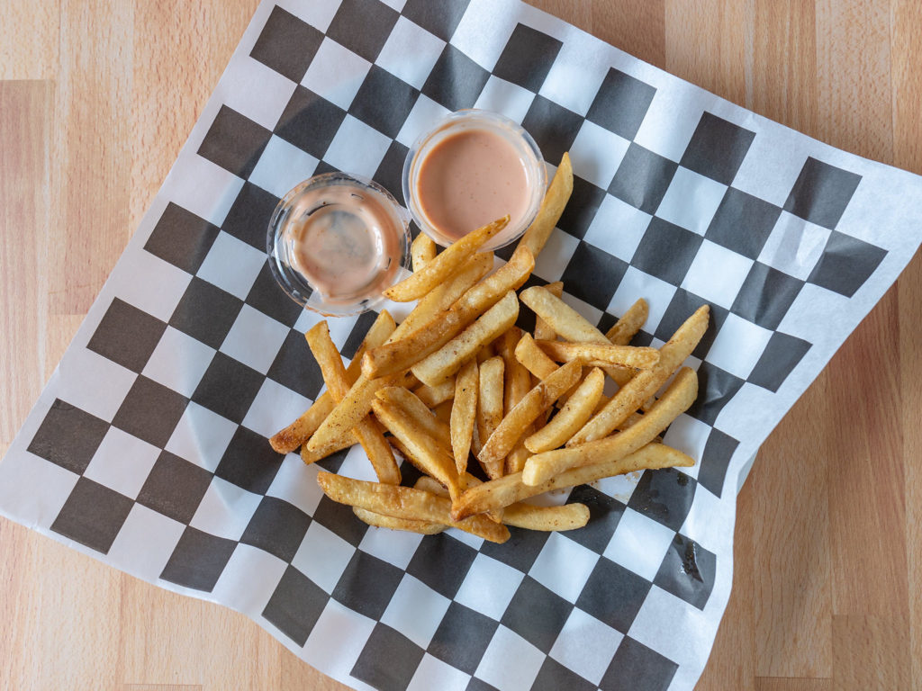 Reheated medium cut restaurant French Fries using an air fryer