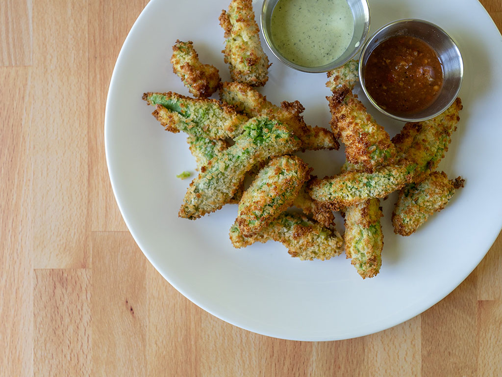 Avocado fries made in an air fryer