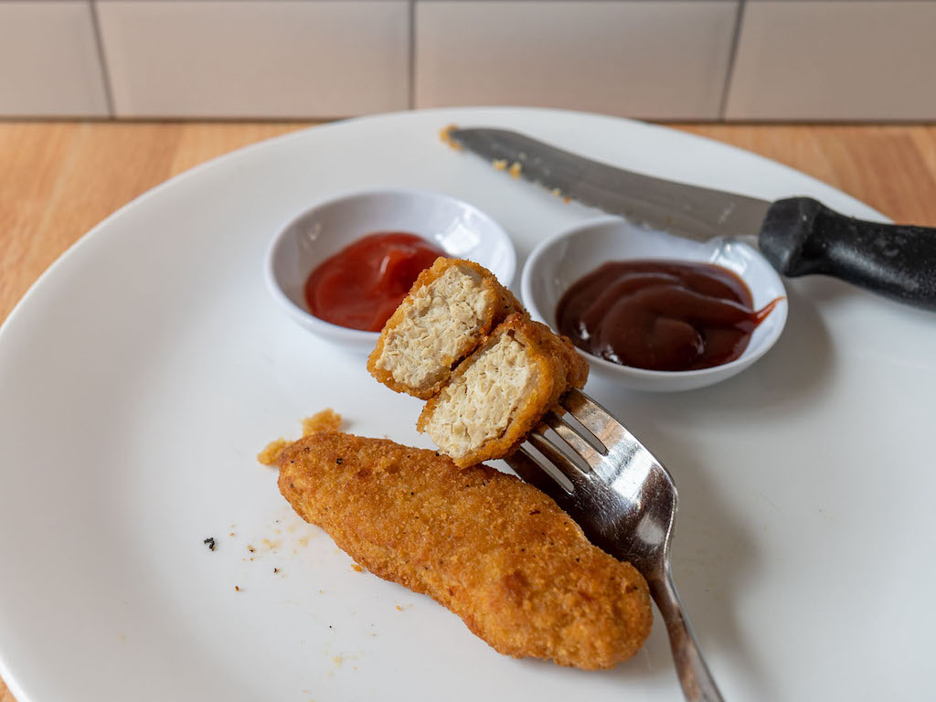 Air fried Beyond Chicken Tenders interior